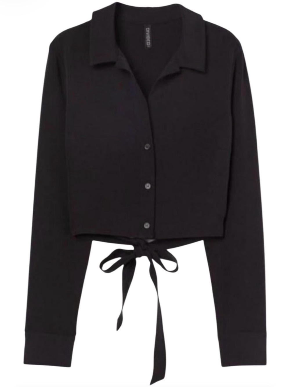 Divided H&M Black Cropped Button-Front Tie-Hem Shirt Women’s XS Party Casual